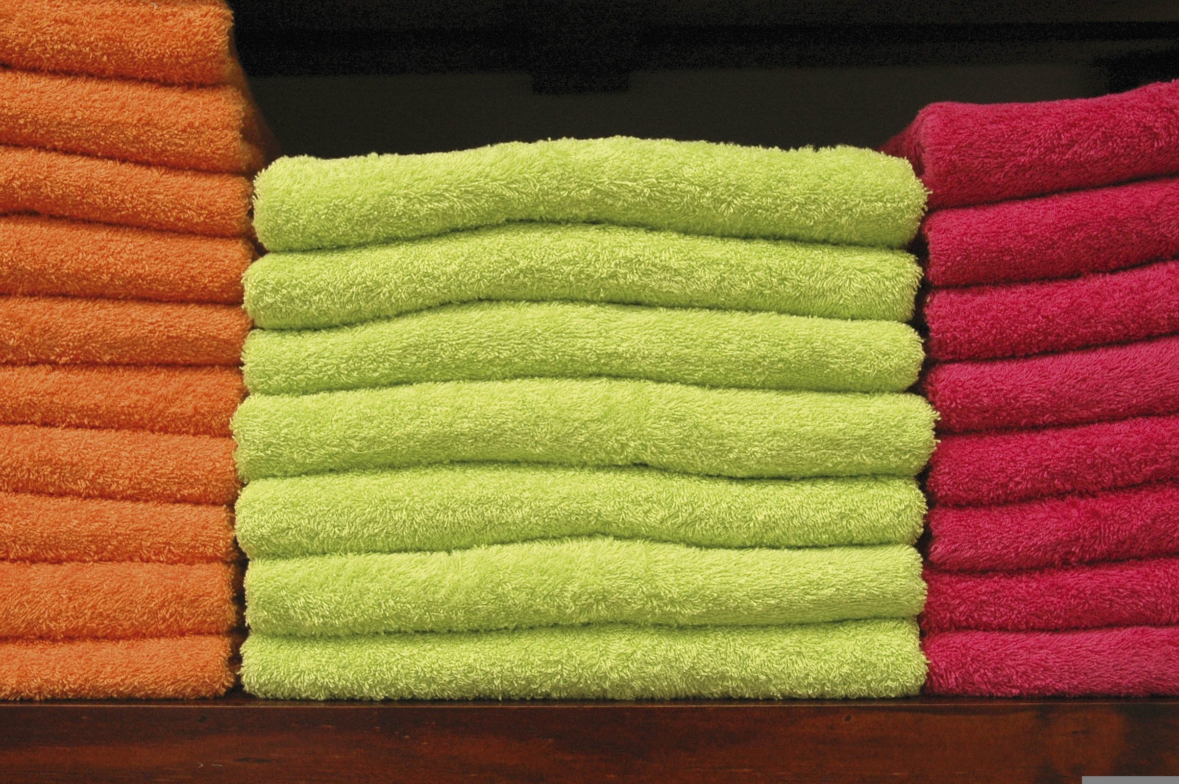 Bundled lime green towels